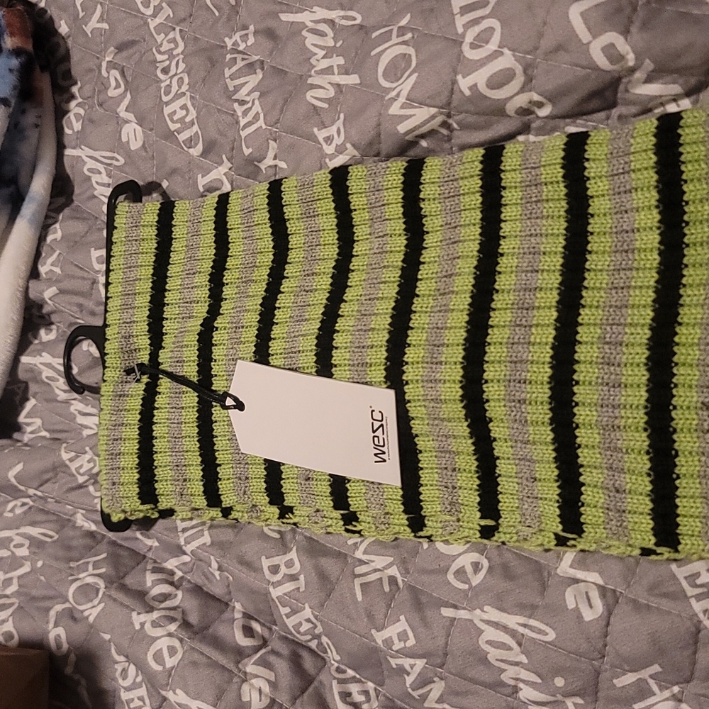 WESC Green/Black/Gray Acrylic Scarf: NEW WITH TAGS